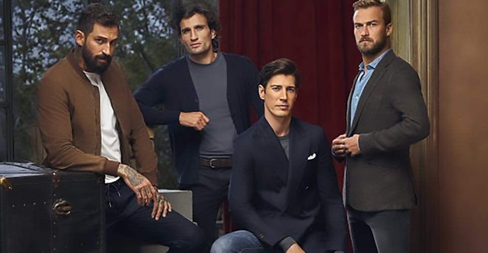 Los modelos Oriol Elcacho y Nahuel Casares posan junto a otros dos modelos para la fragancia de Scalpers