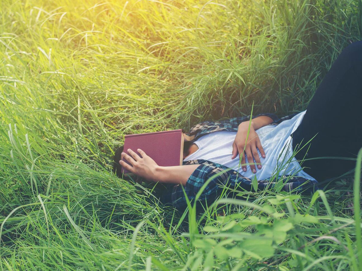 hombre altamente sensible leyendo un libro en la naturaleza
