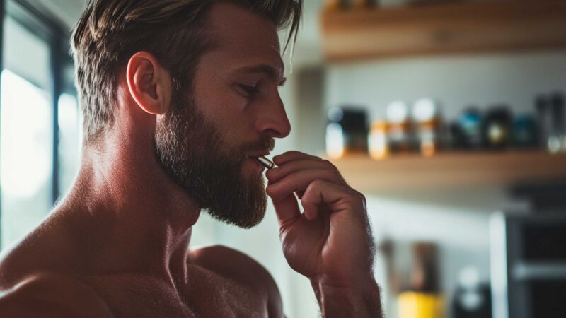 hombre tomando un suplemento de zinc