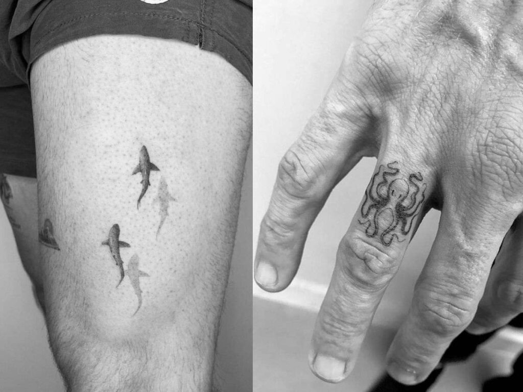 tatuajes-pequenos-hombre-tiburones-pulpo