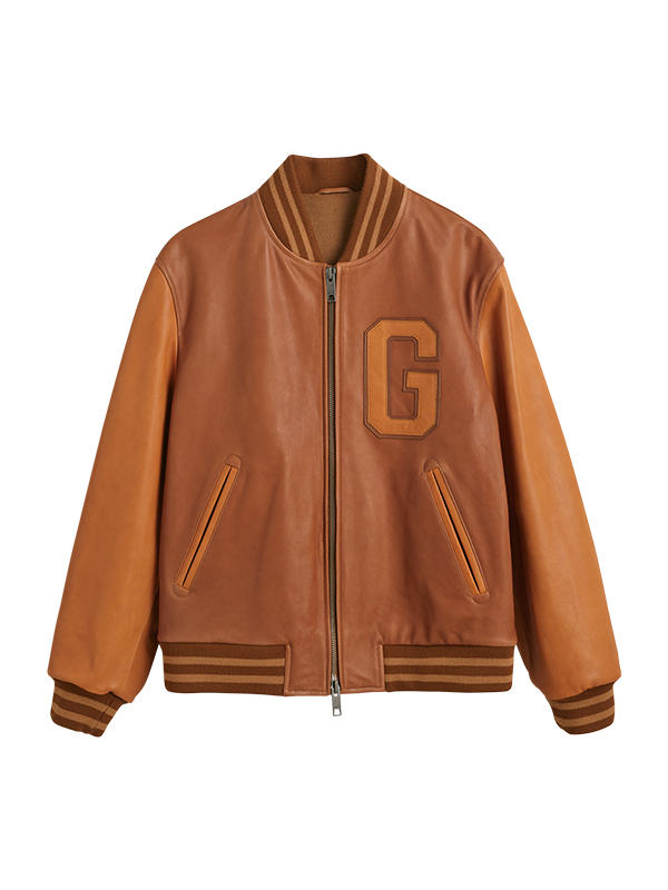 chaqueta varsity de hombre en color camel de Gant