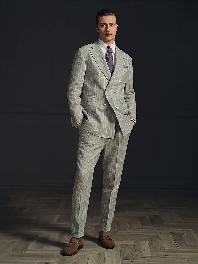 Traje de hombre pinstripe para otoño de Brunello Cucinelli