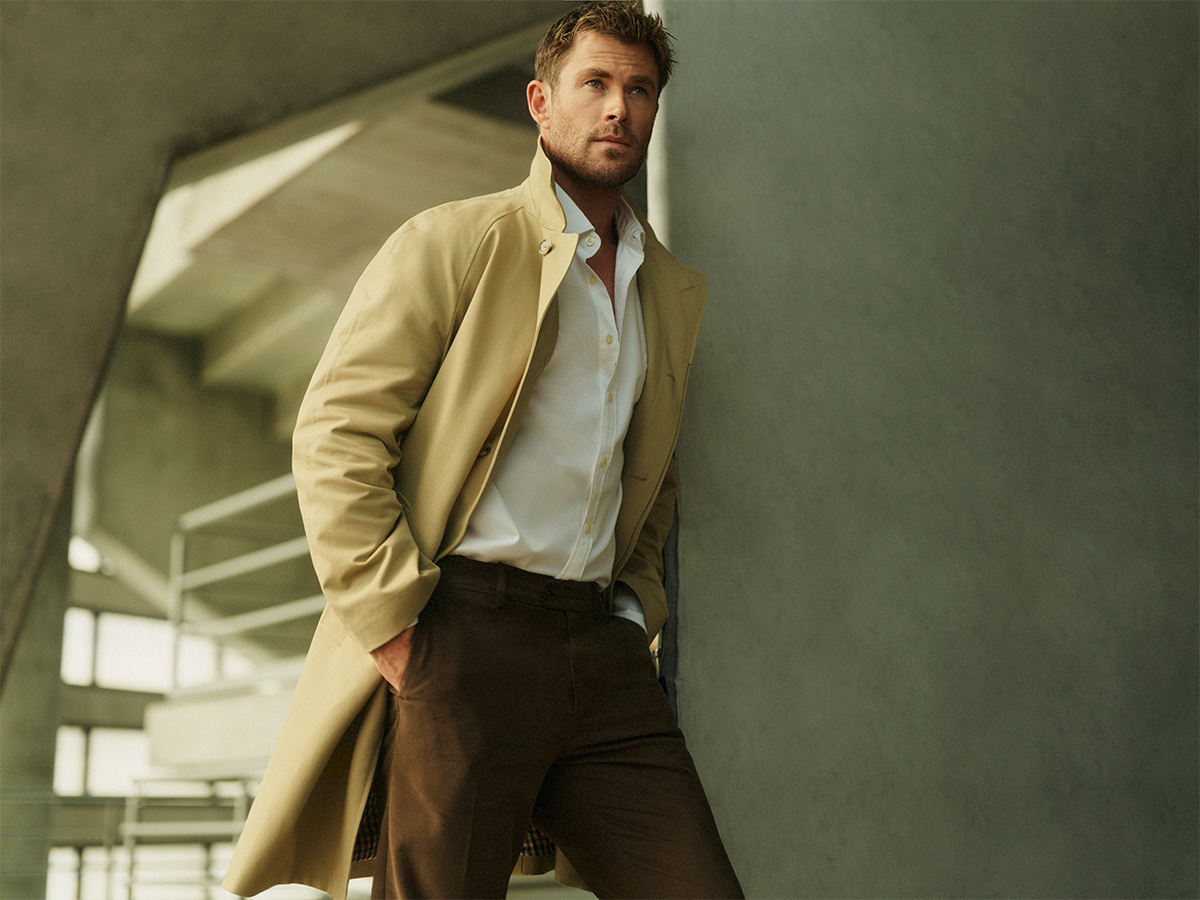 Actor Chris Hemsworth en look casual de Emidio Tucci