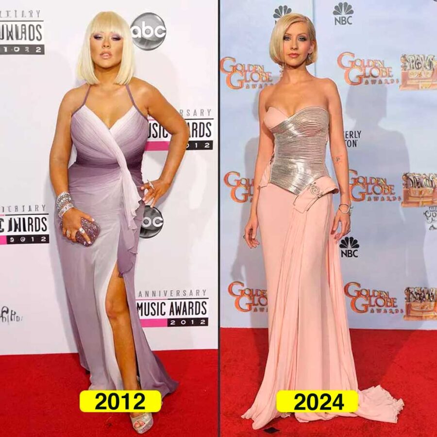 Christina Aguilera en 2012 y en 2014, antes y después