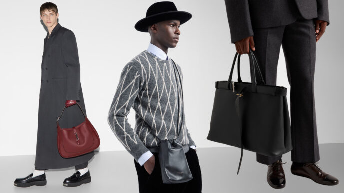 Bolsos masculinos de moda de 2024 de Gucci, Giorgio Armani y Prada