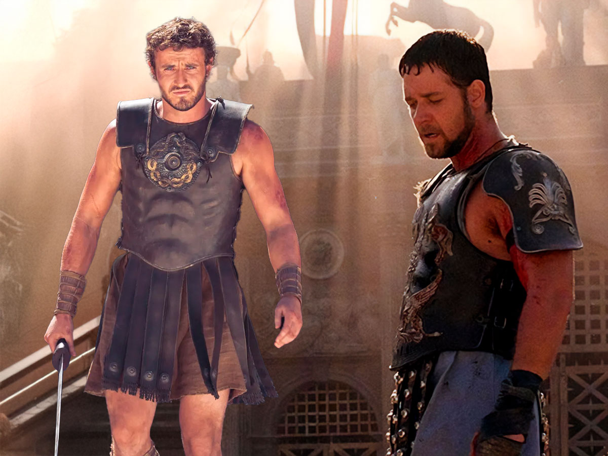 Russell Crowe Gladiator 1 y Paul Mescal Gladiator 2