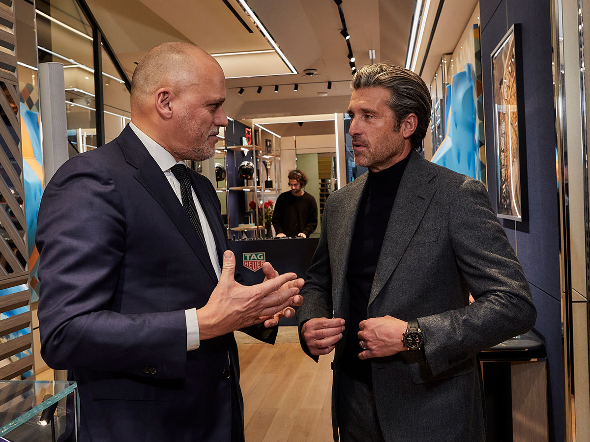 Patrick Dempsey y Antoine Pin, CEO de TAG Heuer