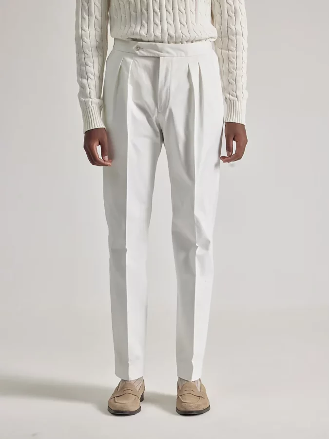 Pantalones de pinzas blancos para hombre