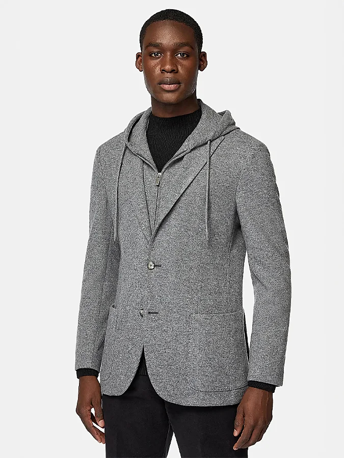 Blazer gris con capucha incorporada de Boggi Milano