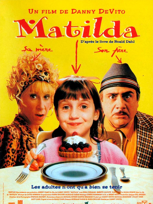 Cartel de la película Matilda, una de las mejores películas de Dani deVito.