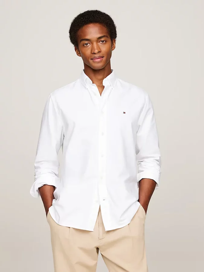 Camisa blanca de tommy para hombre