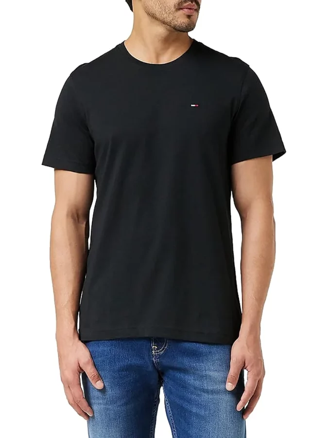 camiseta negra de tommy hombre