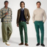 Outfits que combinan el pantalón verde con prendas como camisas a cuadros, jerseys y sudaderas