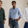 tres outfits de jeans con camisa para hombres