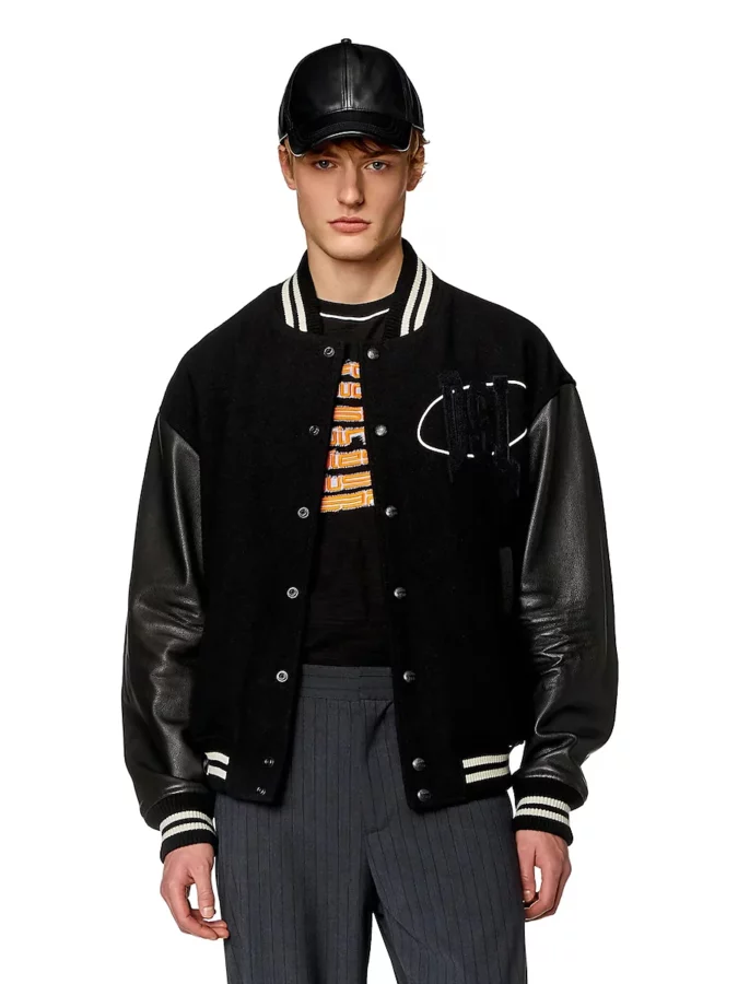 Look con chaqueta bomber negra de Diesel Hombre