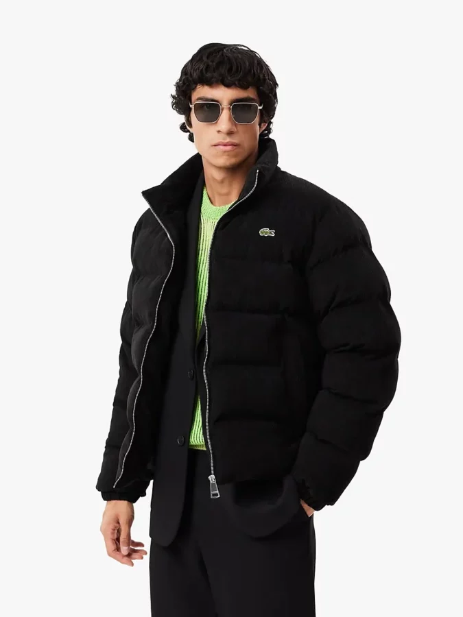 chaquetón negro de lacoste para hombre