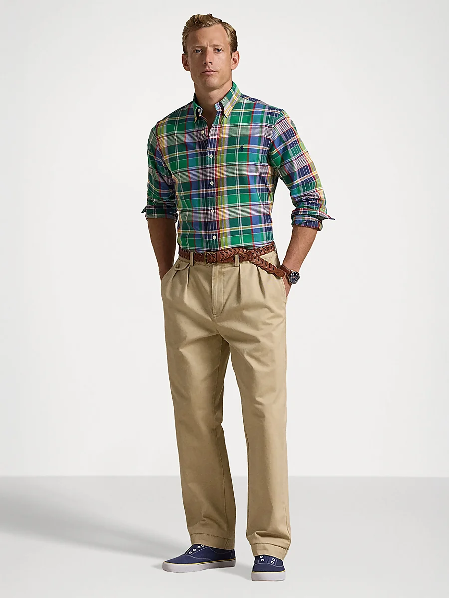 look casual de polo ralph lauren con chinos beige y camisa estampada de colores