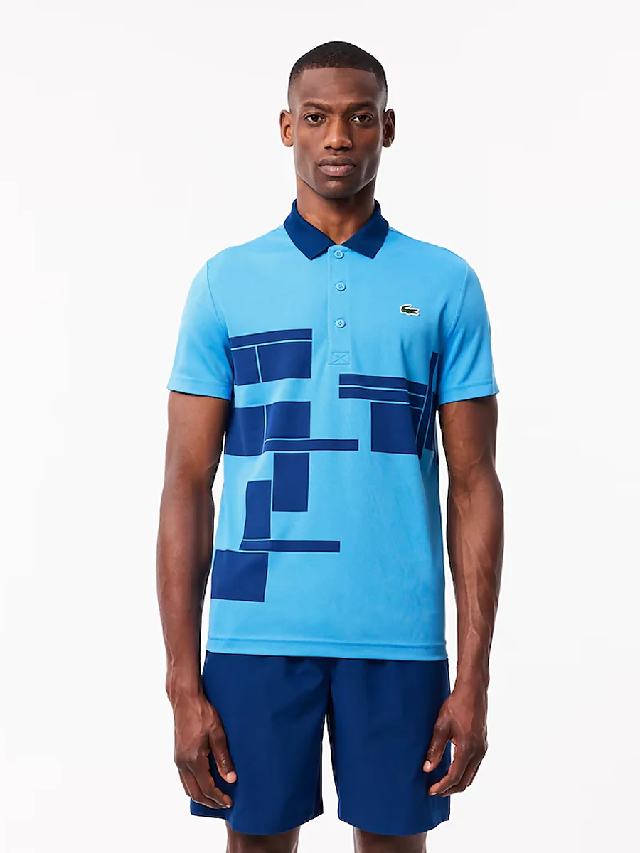 polo azul con estampado para jugar al tenis