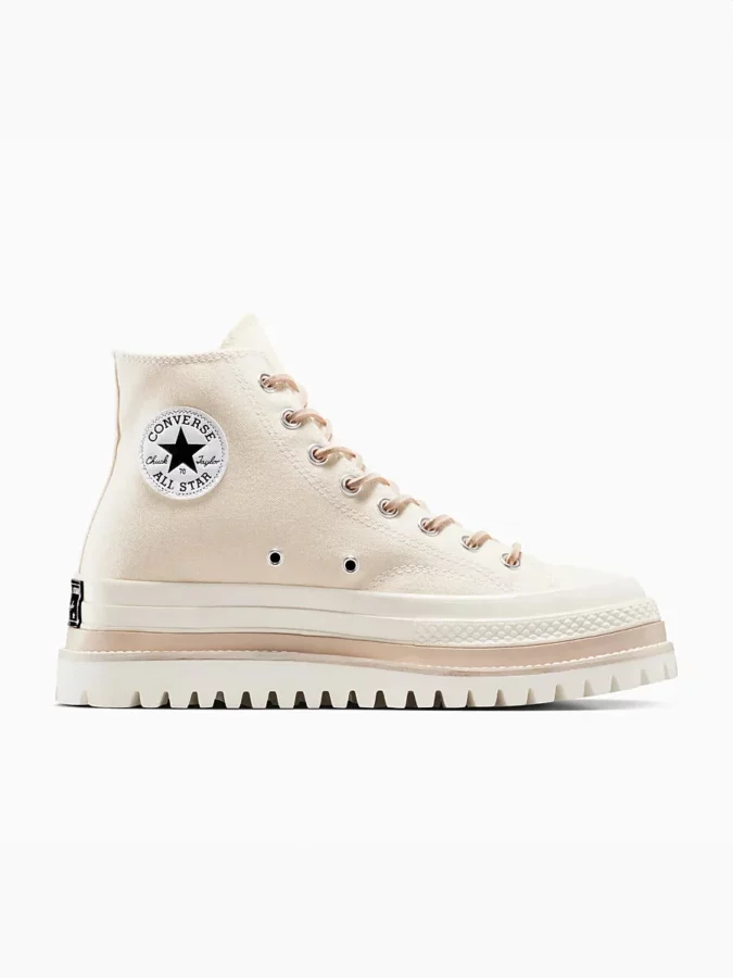 Converse beige unisex con plataforma serrada