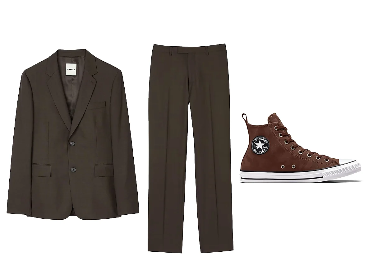 outfit marrón con converse marrones