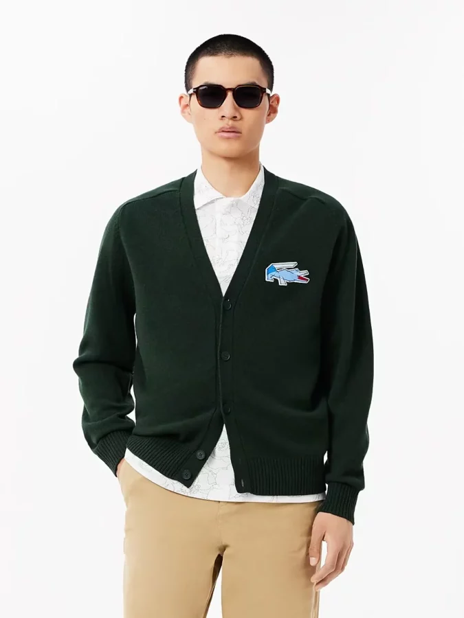 Cárdigan verde de lacoste para hombre