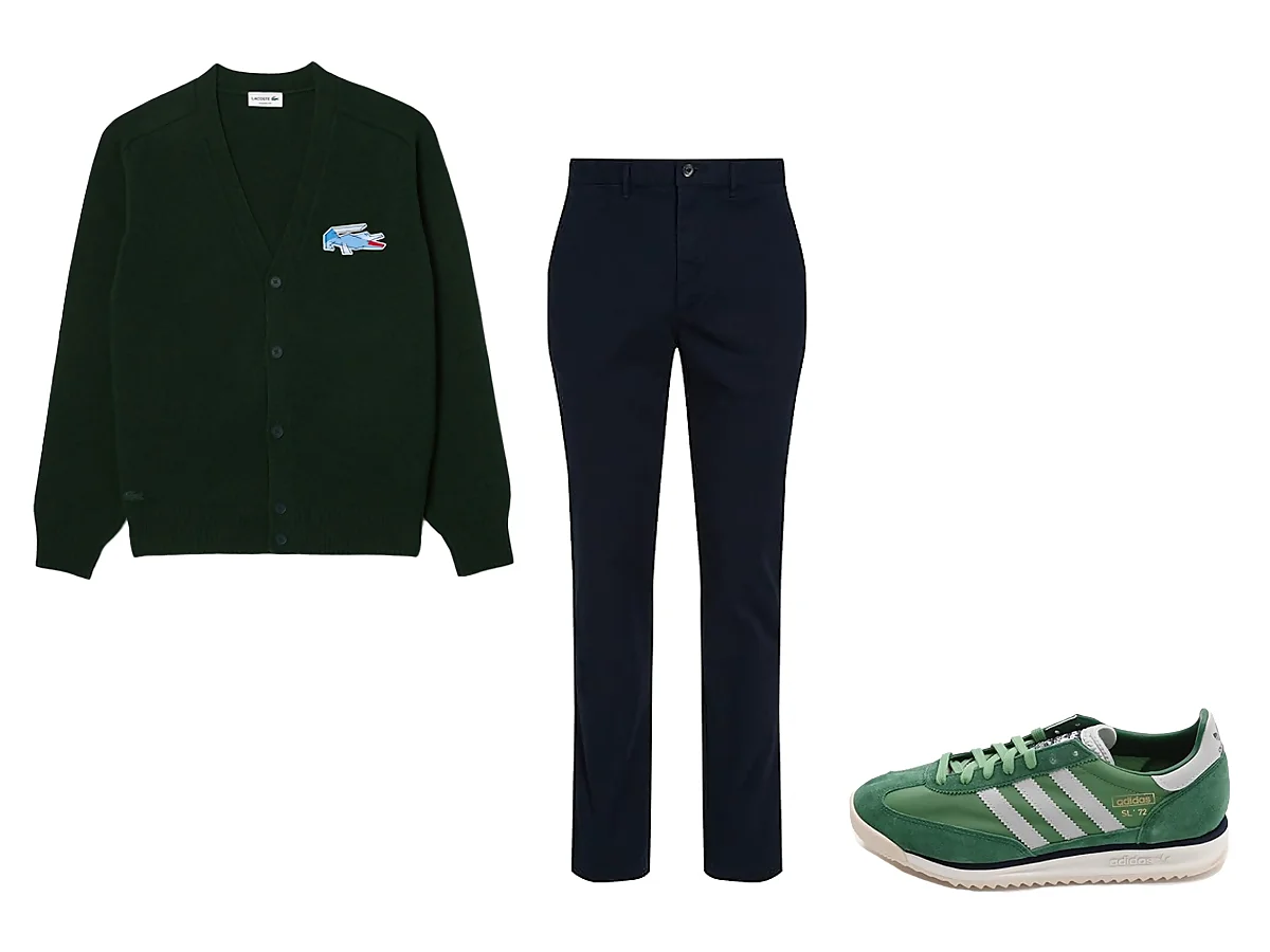 outfit con zapatillas adidas sl72 verdes