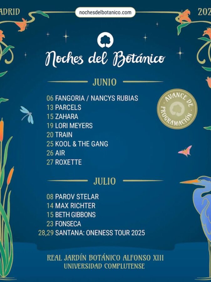 Cartel festival de música Noches del botánico Madrid 2025