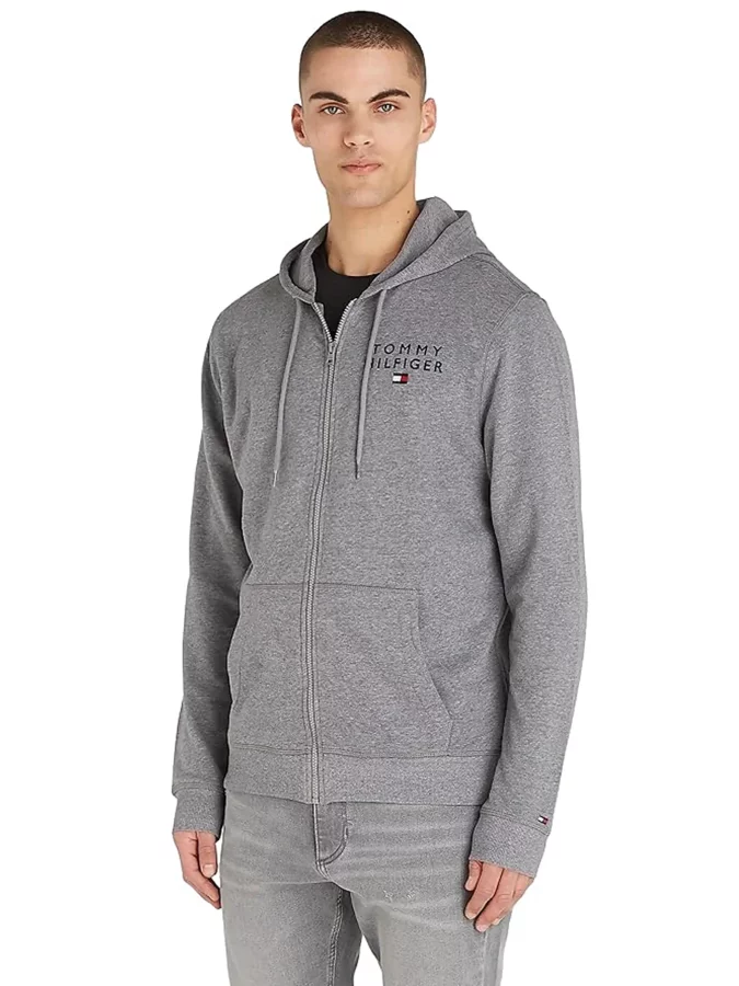 sudadera gris con cremallera