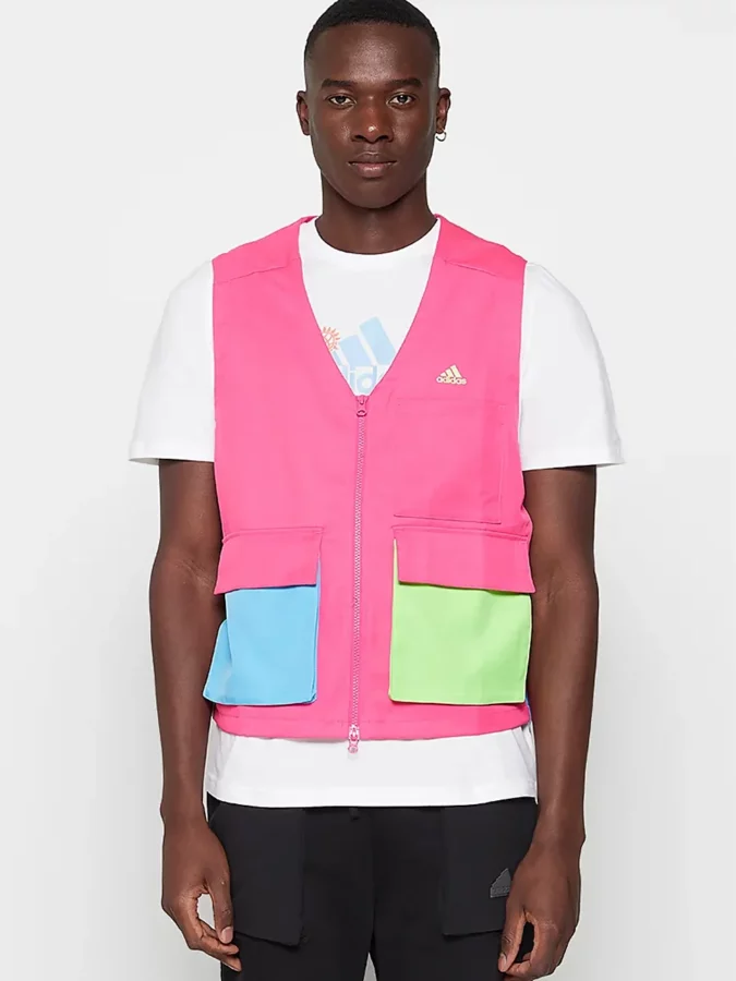 chaleco rosa con bolsillos de adidas para hombre