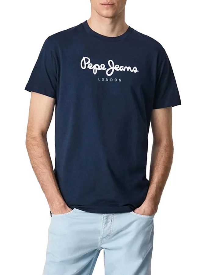 camiseta azul marino con lettering de pepe jeans