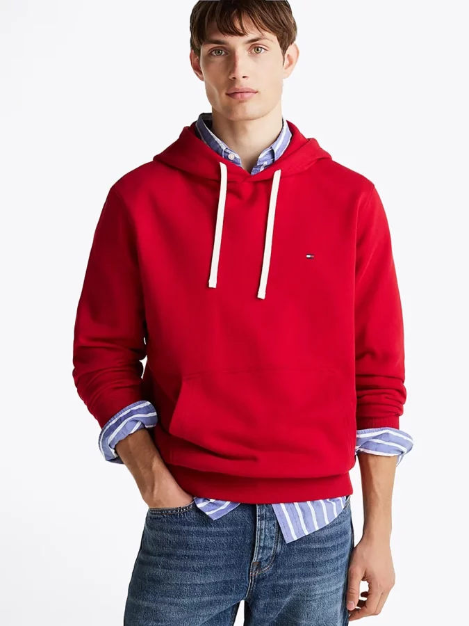 sudadera roja con capucha para hombre