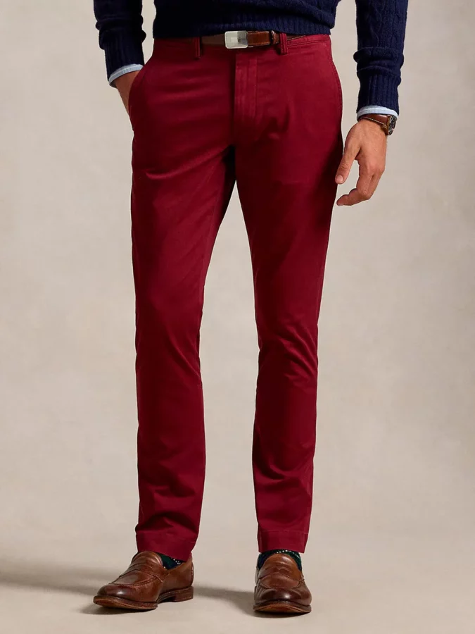 pantalón rojo de corte slim fit 