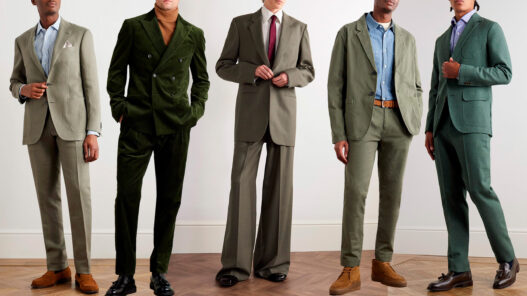 outfit traje verde hombre