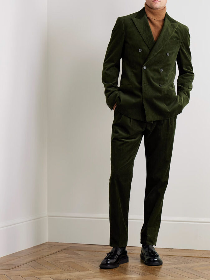 traje de pana verde para hombre de Mr. P