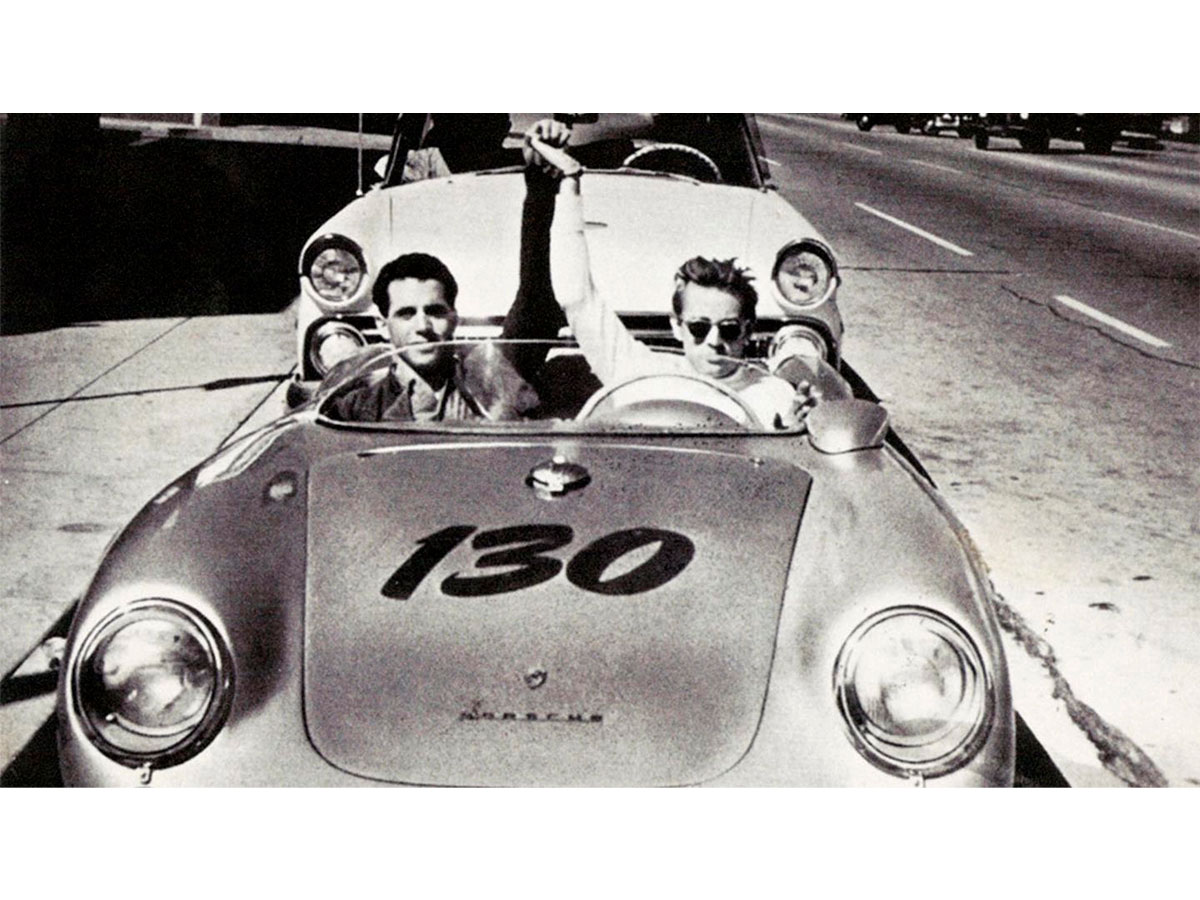 James Dean y un amigo en un Porsche