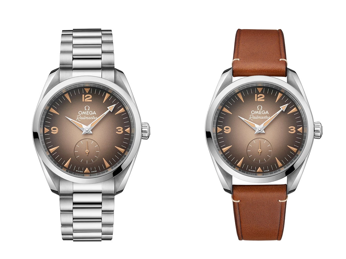 Diseños del reloj OMEGA Railmaster 2025 con la esfera en marrón