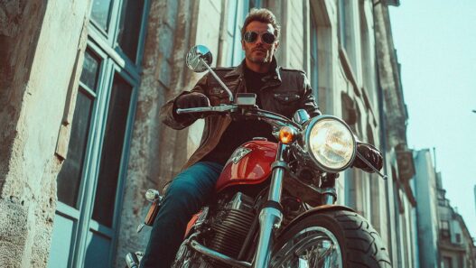 hombre de 50 años en una moto