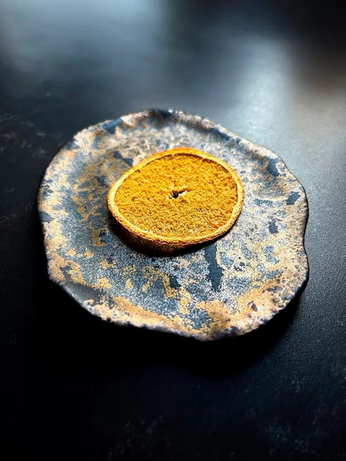 Plato de naranja del menú 2025 del restaurante Bagá de Jaén
