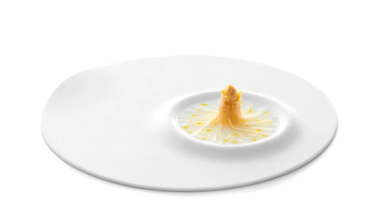 Plato del menú degustación del restaurante Enigma de Barcelona