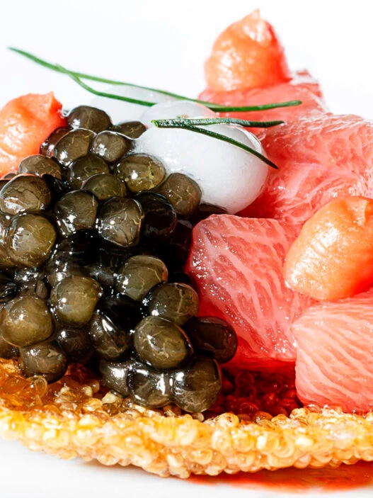 Plato del menú degustación del restaurante Lasarte de Barcelona
