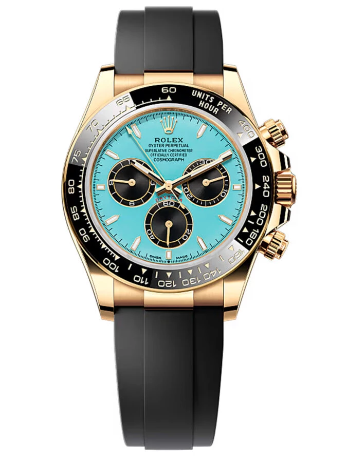 Rolex Daytona Oysterflex con esfera Tiffany blue y caja de oro amarillo