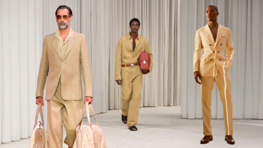 cómo vestir el traje beige claro de hombre este verano 2025