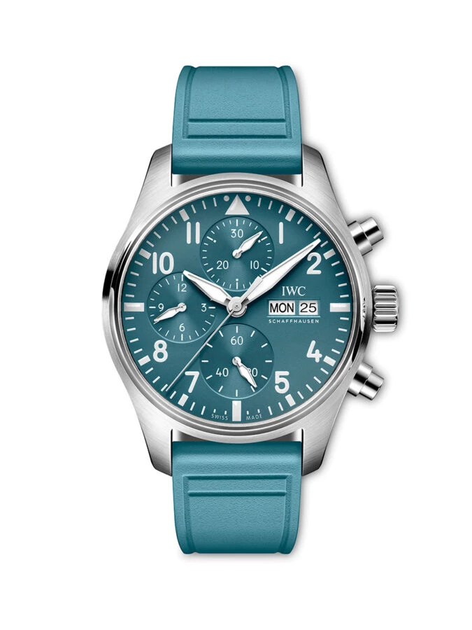 Reloj Top Gun azul con caja de acero inoxidable y correa celeste de caucho