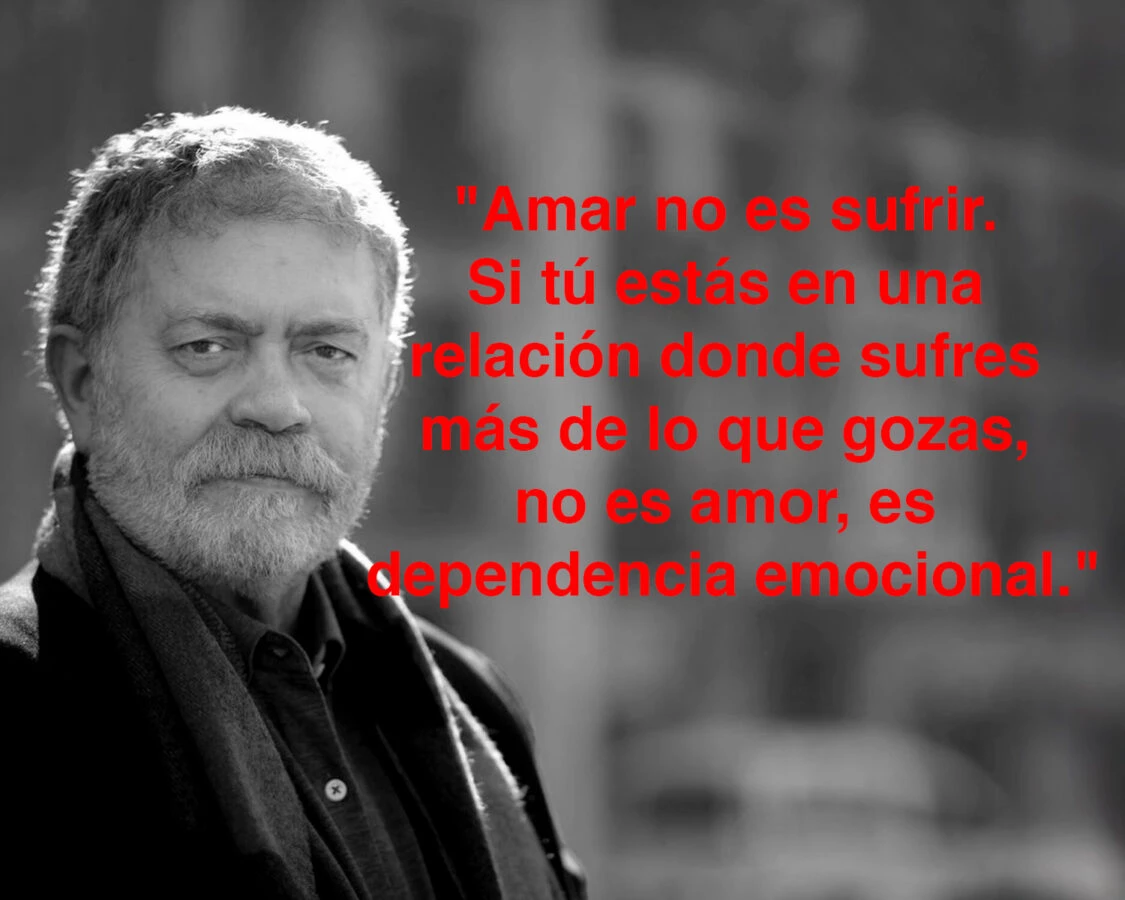 Foto de Walter Riso con una frase suya "Amar no es sufrir"