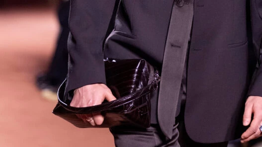 bolso Lui de Fendi en piel oscura con textura, detalle de pasarela otoño invierno 2025