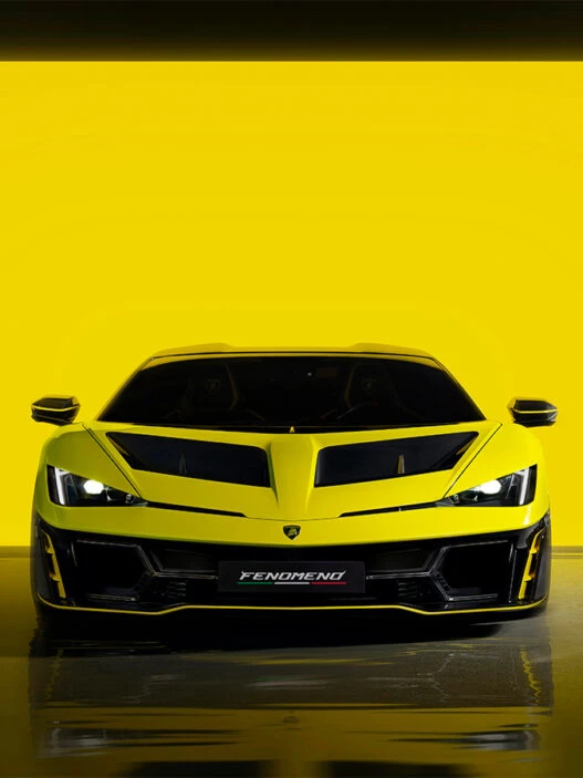 Lamborghini Fenomeno frontal en color amarillo Giallo Crius