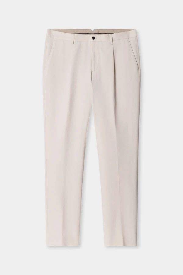 Pantalón de pinzas color beige claro para hombre de la firma Hackett