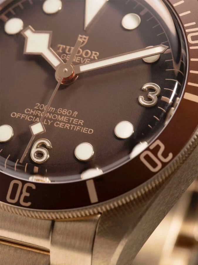 Detalle de la caja del reloj Tudor Black Bay 58 Bronze.