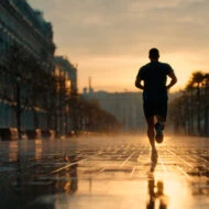hombre haciendo running por la mañana temprano