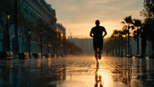 hombre haciendo running por la mañana temprano